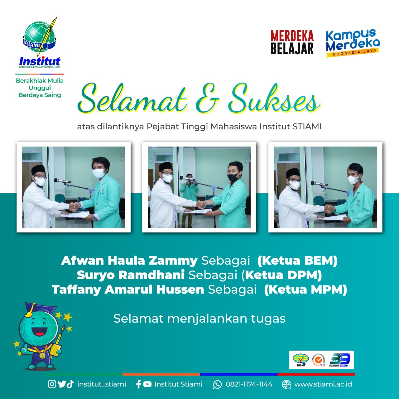 Selamat dan Sukses Pejabat Tinggi Baru Mahasiswa